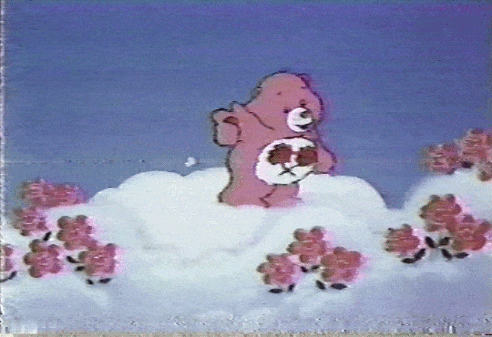 Friend bear throwing flowers gif